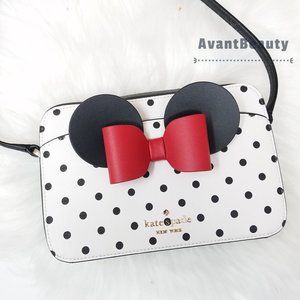 Disney kate spade new york other minnie mouse camera bag polka dot black white